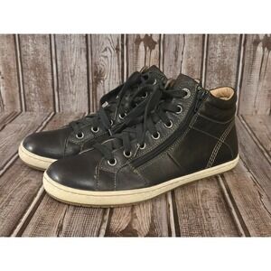 Sz 8 Taos Union Womens Black Leather Side Zip Lace Up High Top Sneakers Shoes